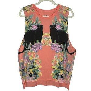 Chaser Floral Panther Print Tank Top NWT